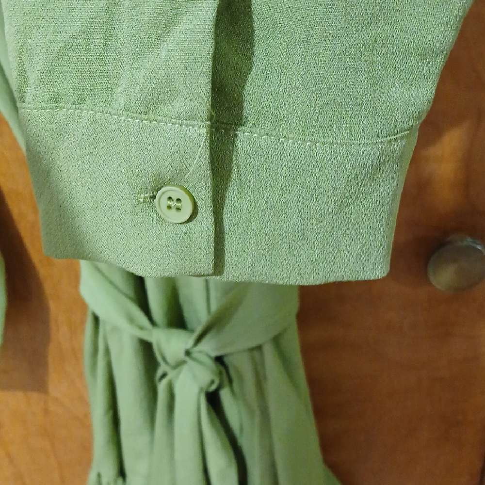 Fashion Nova Chartreuse Ruffled Button-Up Mini Dress with Waist Tie NWT - Picture 4 of 4
